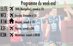 Programme du week-end du 4 &amp; 5/10